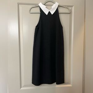 Zara tweed black dress with white collar size Small